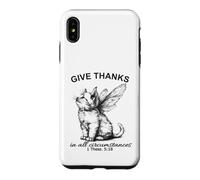 Custodia per iPhone XS Max Give Thanks Bibbia Verse Christian Adorable Kitty Kitten Cat