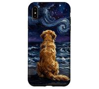 Custodia per iPhone XS Max Golden Retriever Starry Night Dog at the Beach Opera d'arte