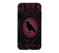 Custodia per iPhone XS Max Gothic Victorian Raven Damask Black Rose Dark Romance Horror
