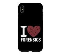 Custodia per iPhone XS Max Grafica divertente con impronte digitali "I Love Forensics dicendo"