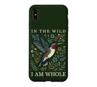 Custodia per iPhone XS Max Grafica floreale retrò con colibrì «In The Wild I Am Whole»
