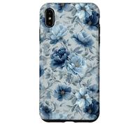 Custodia per iPhone XS Max Gray And Blue Flower Lover Cute Girly Navy Floral Nature