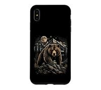 Custodia per iPhone XS Max Grizzly Bear Moon Wilderness Wilderness Arte di montagna
