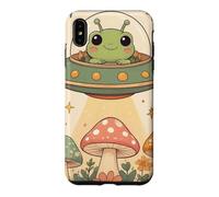 Custodia per iPhone XS Max Groovy Cute Kawaii Alien Frog UFO Alien Rapimento Funghi