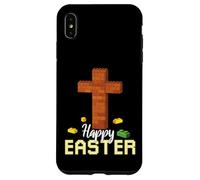 Custodia per iPhone XS Max Happy Easter Block Building Brick Builder Gesù Croce Fede