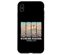 Custodia per iPhone XS Max He Is Risen Christian Wildflower Cross Happy Easter