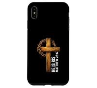 Custodia per iPhone XS Max He Is Risen Croce Corona Spine Matteo 28:6 Christian Faith