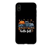 Custodia per iPhone XS Max Hello Fall Camicia Divertente Halloween Zucca Buffalo Plaid Camion