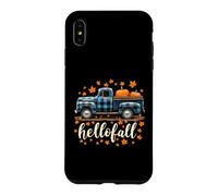 Custodia per iPhone XS Max Hello Fall Camicia Divertente Halloween Zucca Buffalo Plaid Camion