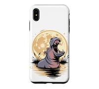 Custodia per iPhone XS Max Hippo Howling to the Moon Hippopotamus Lover