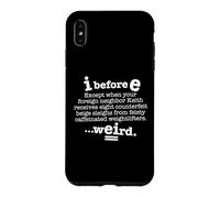 Custodia per iPhone XS Max I Before E Except After C Funny Grammar Frase Dark