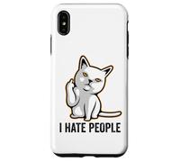 Custodia per iPhone XS Max I Hate People Sign,Funny Cat Giving the Finger Flipping Off