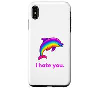 Custodia per iPhone XS Max I Hate You Rainbow Dolphin Divertente