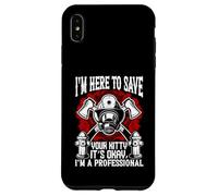 Custodia per iPhone XS Max I' m Here To Save Your Kitty Divertente Gatto Pompiere