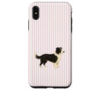 Custodia per iPhone XS Max Illustrazione a righe rosa Border Collie carino per cane mamma