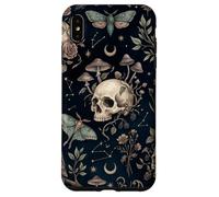 Custodia per iPhone XS Max Illustrazione botanica della falena del gufo del cranio celeste mistico scuro