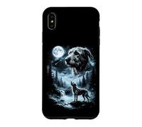 Custodia per iPhone XS Max Irish Wolfhound Howling to the Moon, cane retrò anni '90
