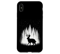 Custodia per iPhone XS Max Jackalope camminando attraverso la foresta bianca sotto le stelle della sera