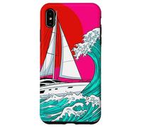 Custodia per iPhone XS Max Japanese Wave Sailboat Sailing Boating Club Sailor