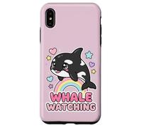 Custodia per iPhone XS Max Kawaii Orca Rainbow Whale Guardando Chibi Whale Girls