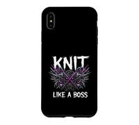 Custodia per iPhone XS Max Knitting Crafter Knit Like A Boss Heavy Metals Skull