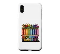 Custodia per iPhone XS Max La diversità ci rende bellissimi libri arcobaleno fiori