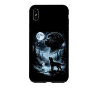 Custodia per iPhone XS Max Labradoodle nero che ulula alla luna retrò anni '90 Doodle Dog