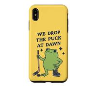 Custodia per iPhone XS Max Lasciamo cadere il disco all'alba Funny Hockey Frog