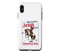 Custodia per iPhone XS Max Lei ama Gesù e America Vintage Western Horse Rider