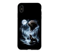 Custodia per iPhone XS Max Leone marino che ulula alla luna anni '90 retrò