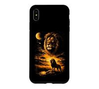 Custodia per iPhone XS Max Leone Savana Notte Luna Celeste Streak Fauna Selvatica