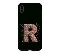 Custodia per iPhone XS Max Letter R Candy Rainbow Sprinkles Monogram Style