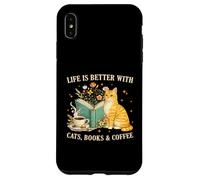 Custodia per iPhone XS Max Life is Better With Cats Books And Coffee Cat Lover Reading