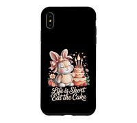Custodia per iPhone XS Max Life is Short Eat The Cake - Simpatico coniglietto di compleanno