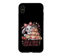 Custodia per iPhone XS Max Life is Short Eat The Cake - Simpatico coniglietto di compleanno