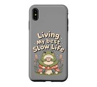 Custodia per iPhone XS Max Living My Best Slow Life, simpatica rana
