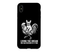 Custodia per iPhone XS Max Living the Dream, divertente design con cane che cavalca il pollo