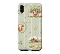 Custodia per iPhone XS Max Longhorn - Acquerello con prato e mucca, uccellino, fattoria, floreale
