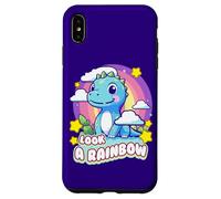 Custodia per iPhone XS Max Look a Rainbow Cute Dinosaur with a Rainbow and Stars