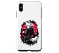 Custodia per iPhone XS Max Lupo Anime Girl Samurai Katana Rosa Nero Design Estetico