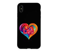 Custodia per iPhone XS Max Maglietta con scritta "I Heart Love Leo First Name", colorata