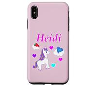 Custodia per iPhone XS Max Maglietta per compleanno con unicorno e nome Heidi, personalizzabile