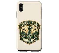 Custodia per iPhone XS Max Man Cave Golf Headquarters Vintage Retro Regalo per golfisti