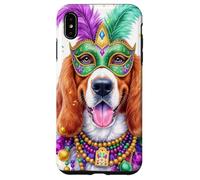 Custodia per iPhone XS Max Maschera per cani American English Coonhound, perline, modello Mardi Gras