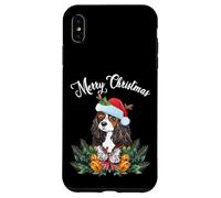 Custodia per iPhone XS Max Mens Womens Kids Merry Christmas Santa Cavalier Dog Mom