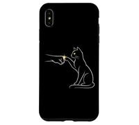 Custodia per iPhone XS Max Midnight Cat Touch Magical Bond Line Art Cat Silhouette