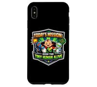 Custodia per iPhone XS Max Missione Keep Tiny Human Alive Divertente Nuovo Genitore Mamma Papà Bambino