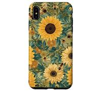 Custodia per iPhone XS Max Motivo giardino girasole con api, design rustico floreale ape