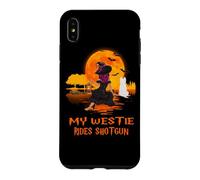 Custodia per iPhone XS Max My Westie Rides Shotgun Dog Witch Funny Halloween Costume