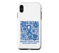 Custodia per iPhone XS Max Nastro blu floreale "Nobody Fights Alone" del guerriero del cancro al colon